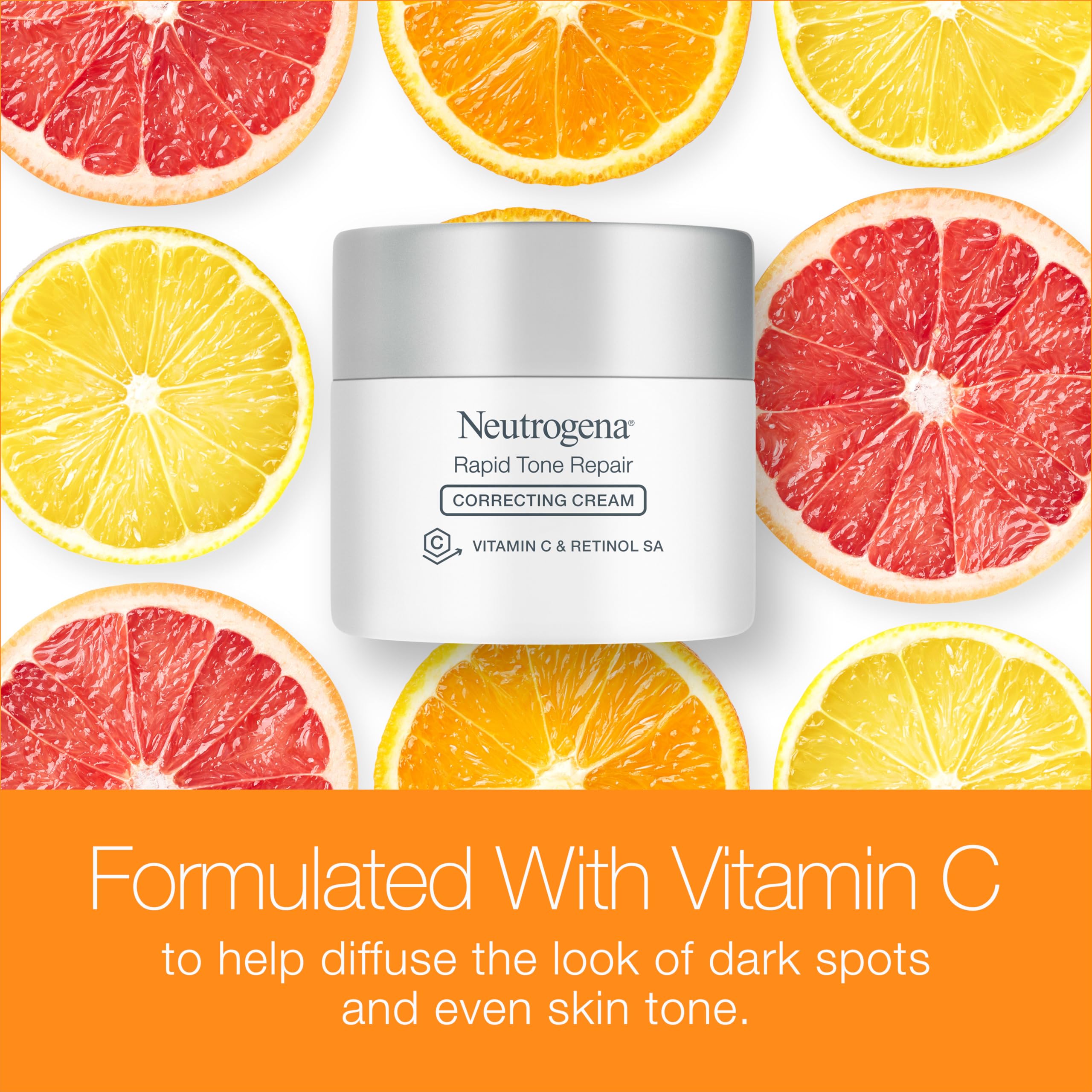 Neutrogena ingredient icons highlighting retinol vitamin C hyaluronic acid benefits