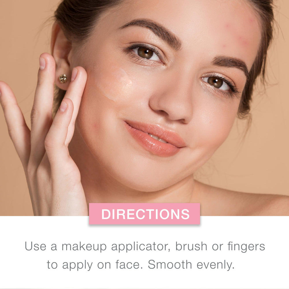 Neutrogena foundation applied with brush showing smooth, buildable coverage benefit