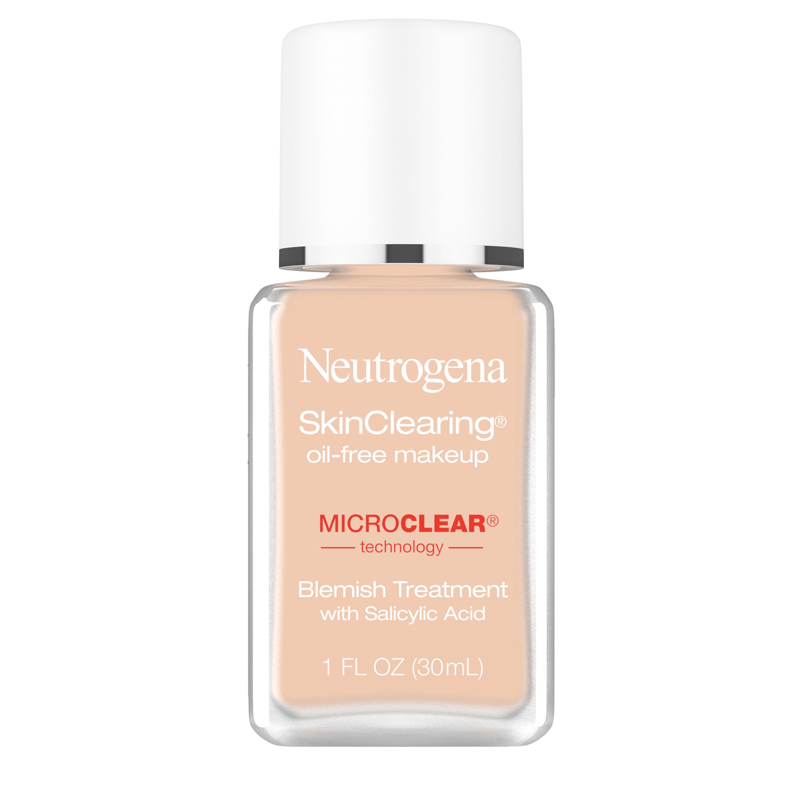 Neutrogena bottle front view showing shade and benefit of acne-fighting coverage