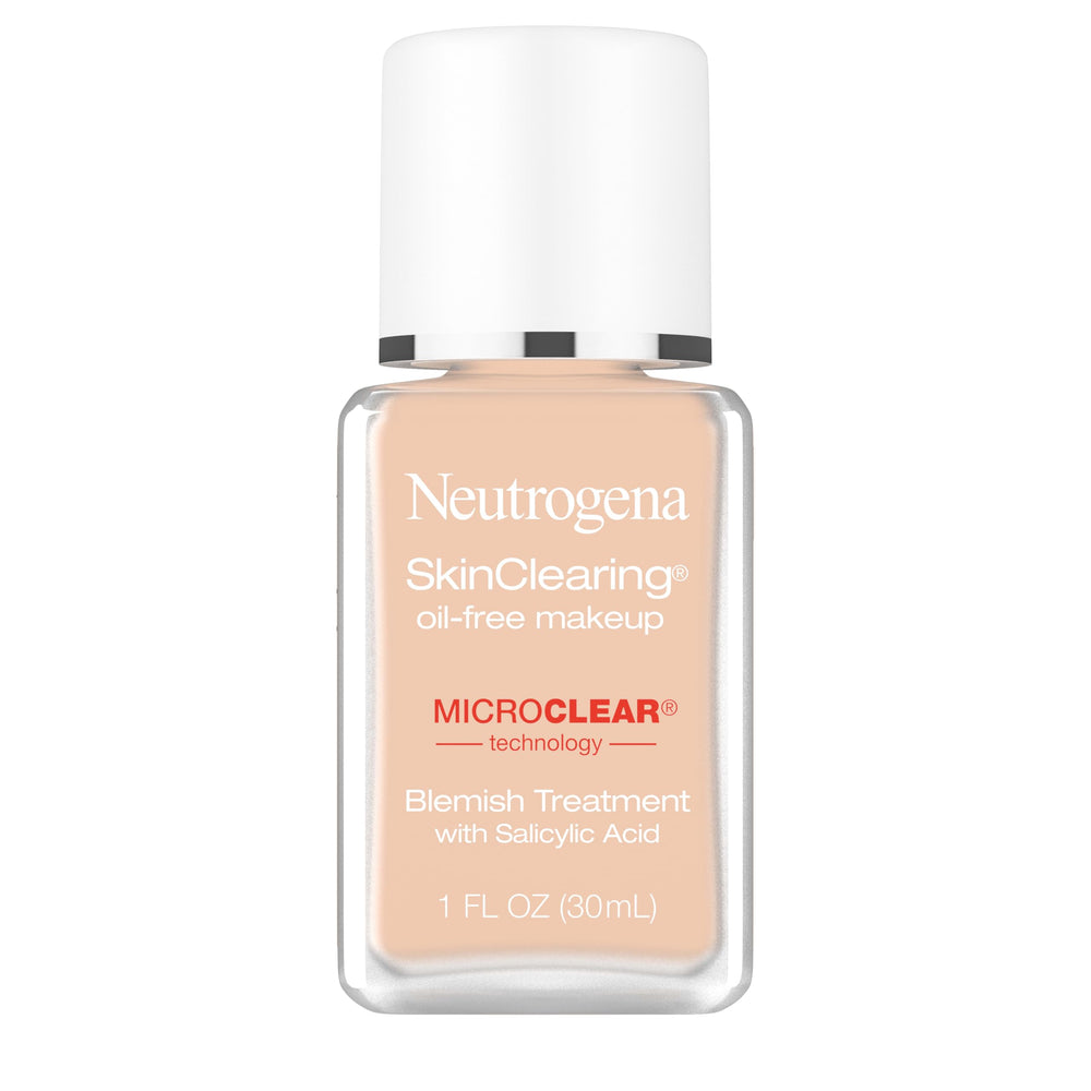 Neutrogena bottle front view showing shade and benefit of acne-fighting coverage