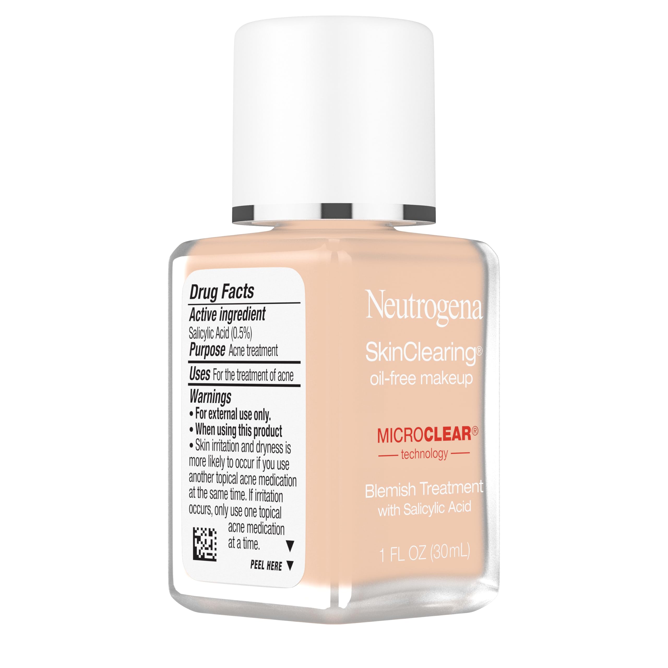 Neutrogena size scale with hand illustrating 1 fl oz portability benefit