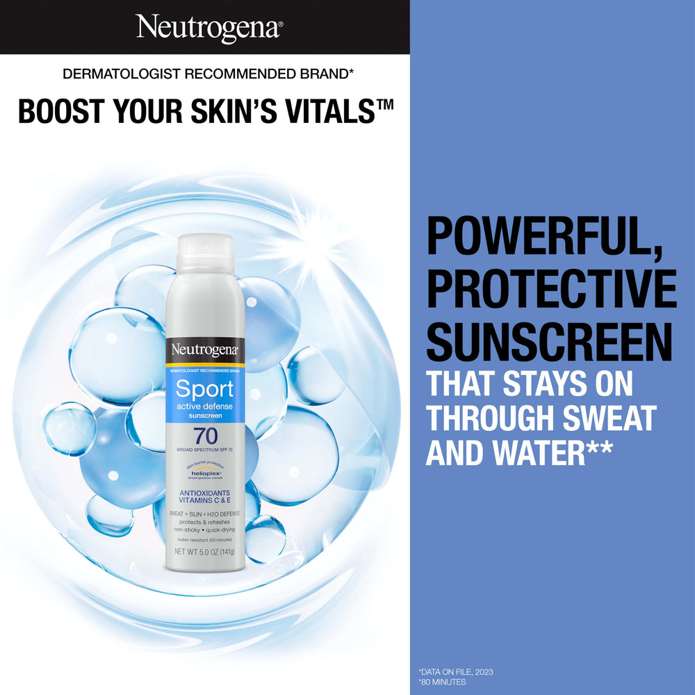 Neutrogena close-up spray nozzle demonstrating easy, even application benefit