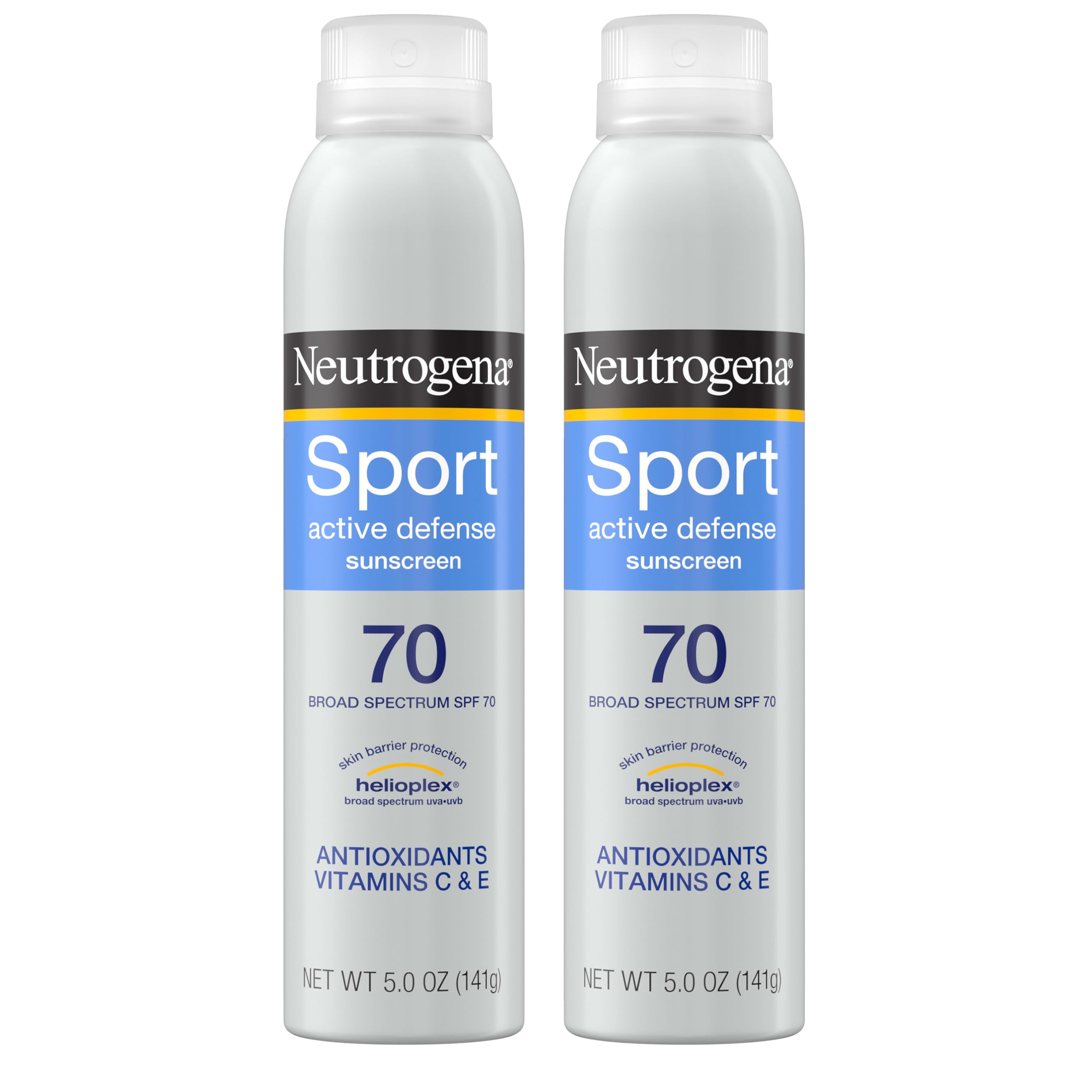 Neutrogena front packaging showing twin pack and SPF 70 protection benefits