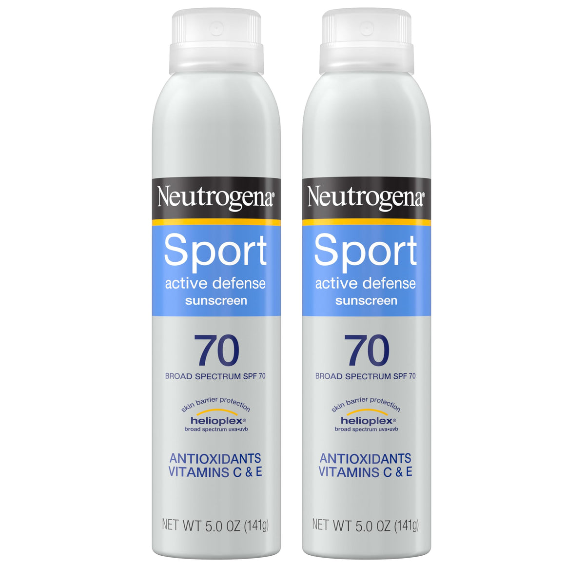 Neutrogena front packaging showing twin pack and SPF 70 protection benefits