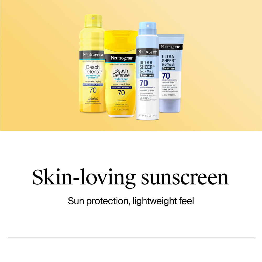 Neutrogena spray next to hand showing 5 oz scale convenience