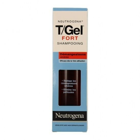 Neutrogena T/Gel strong shampoo in hands demonstrating gentle application benefit