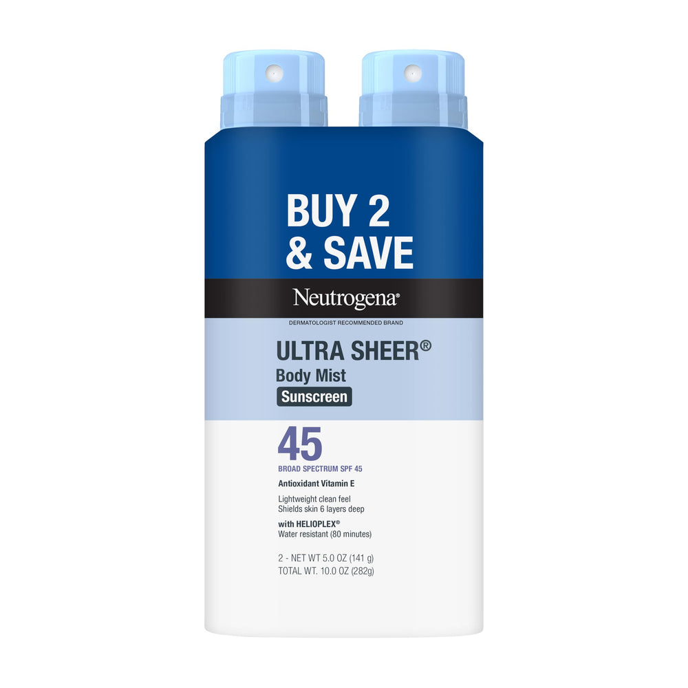Neutrogena front packaging showing SPF 45 protection and two-pack convenience