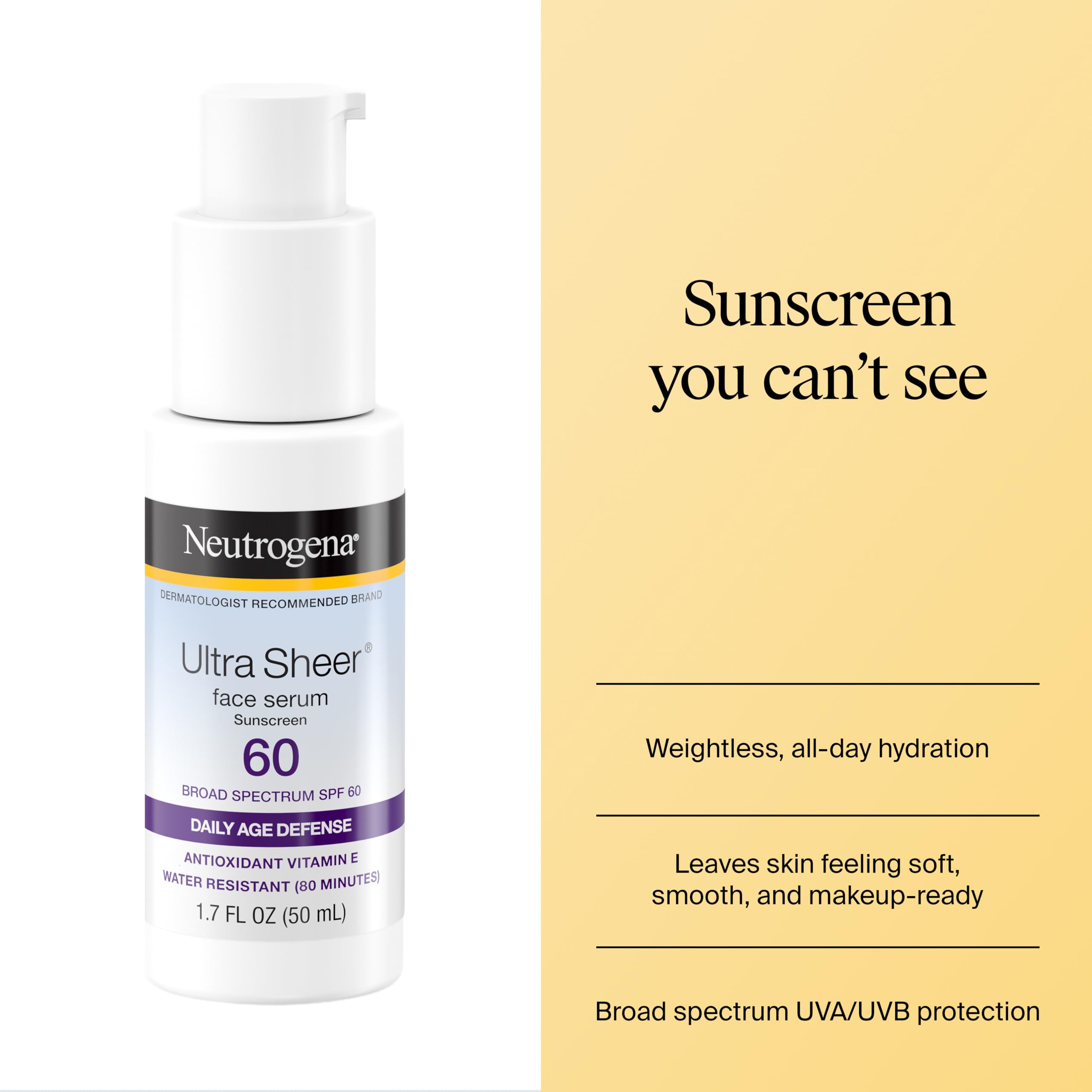 Neutrogena serum pump close-up demonstrating easy, controlled dispensing