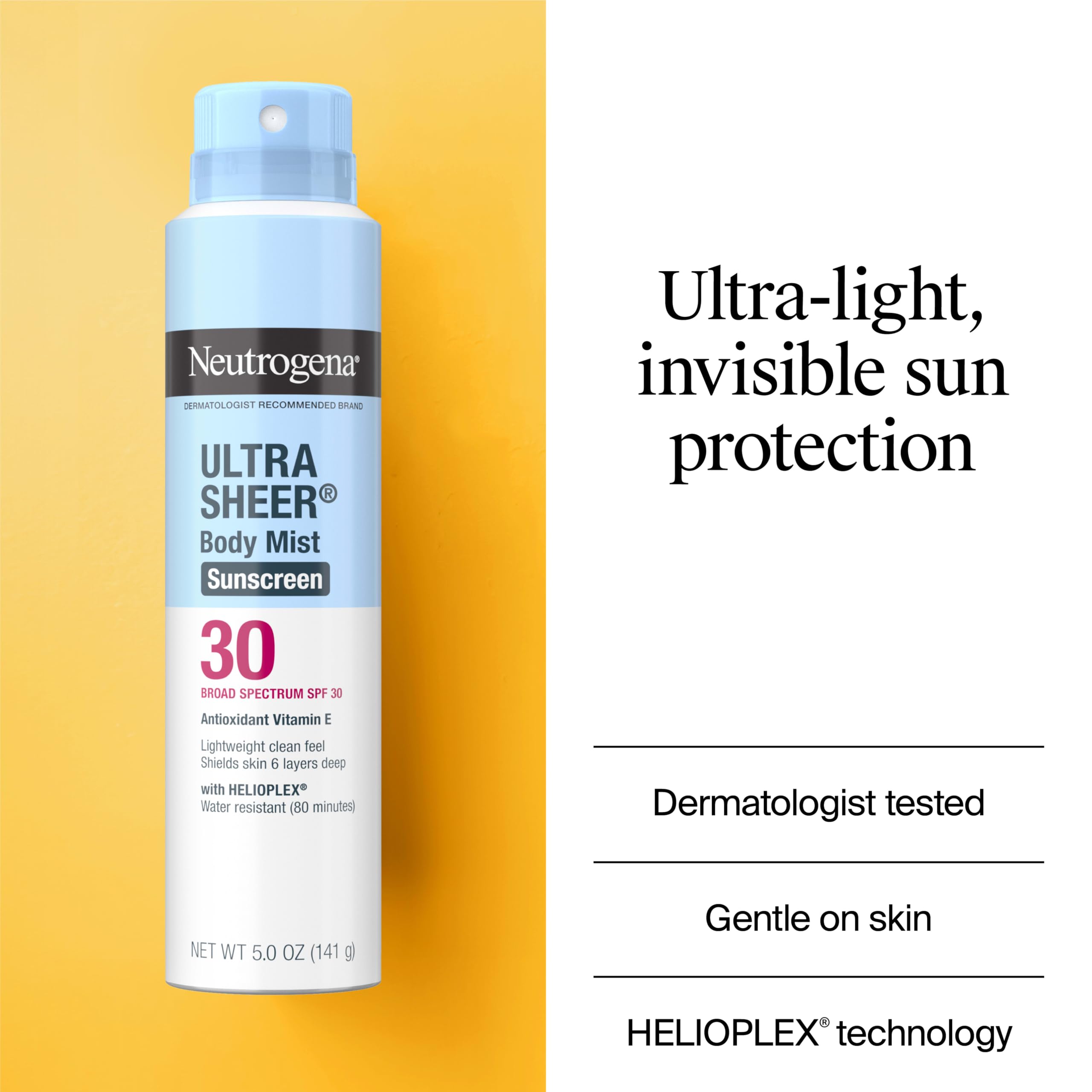 Neutrogena mist in action demonstrating even, no-mess application