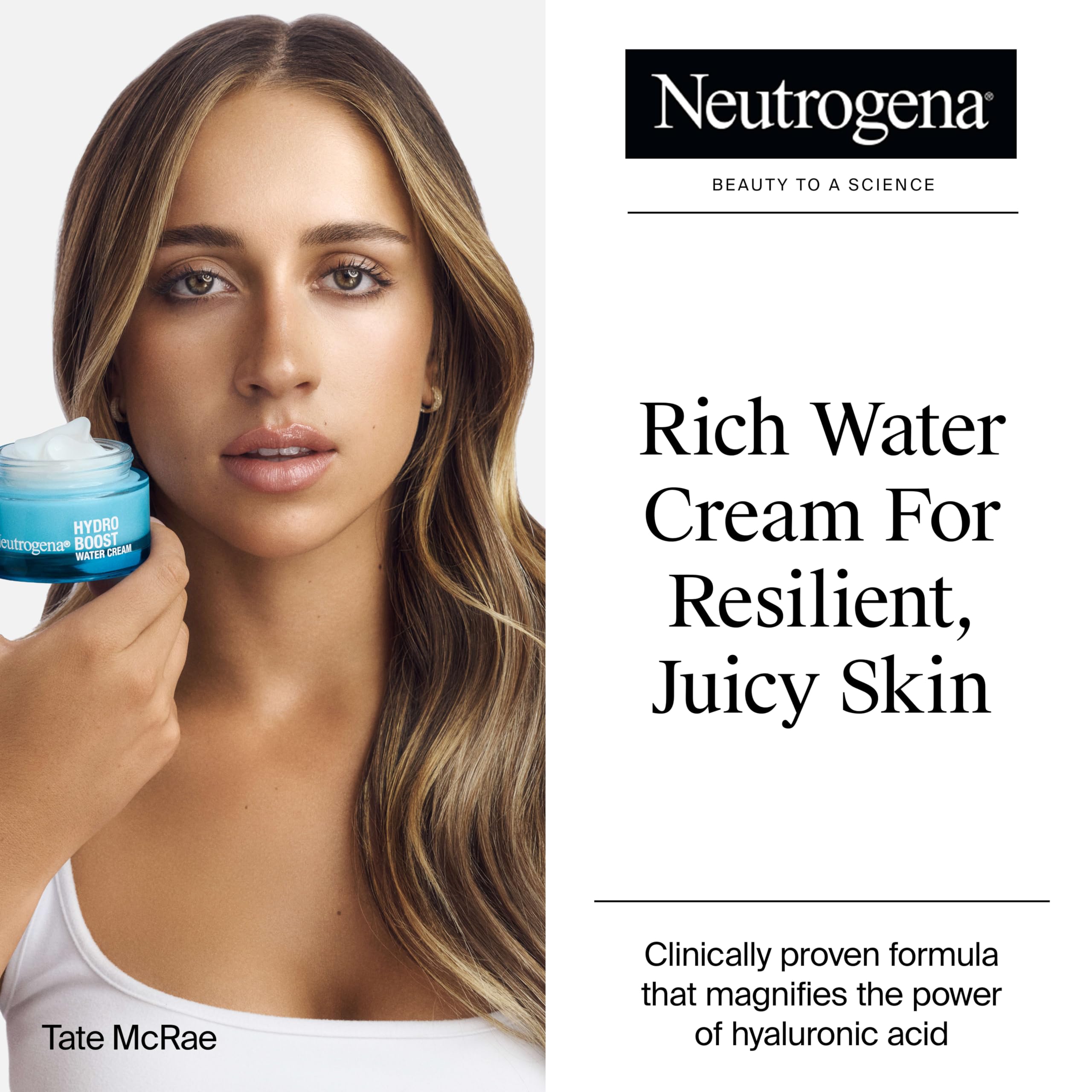 Neutrogena Water Cream open jar texture highlighting gel-cream for fast absorption