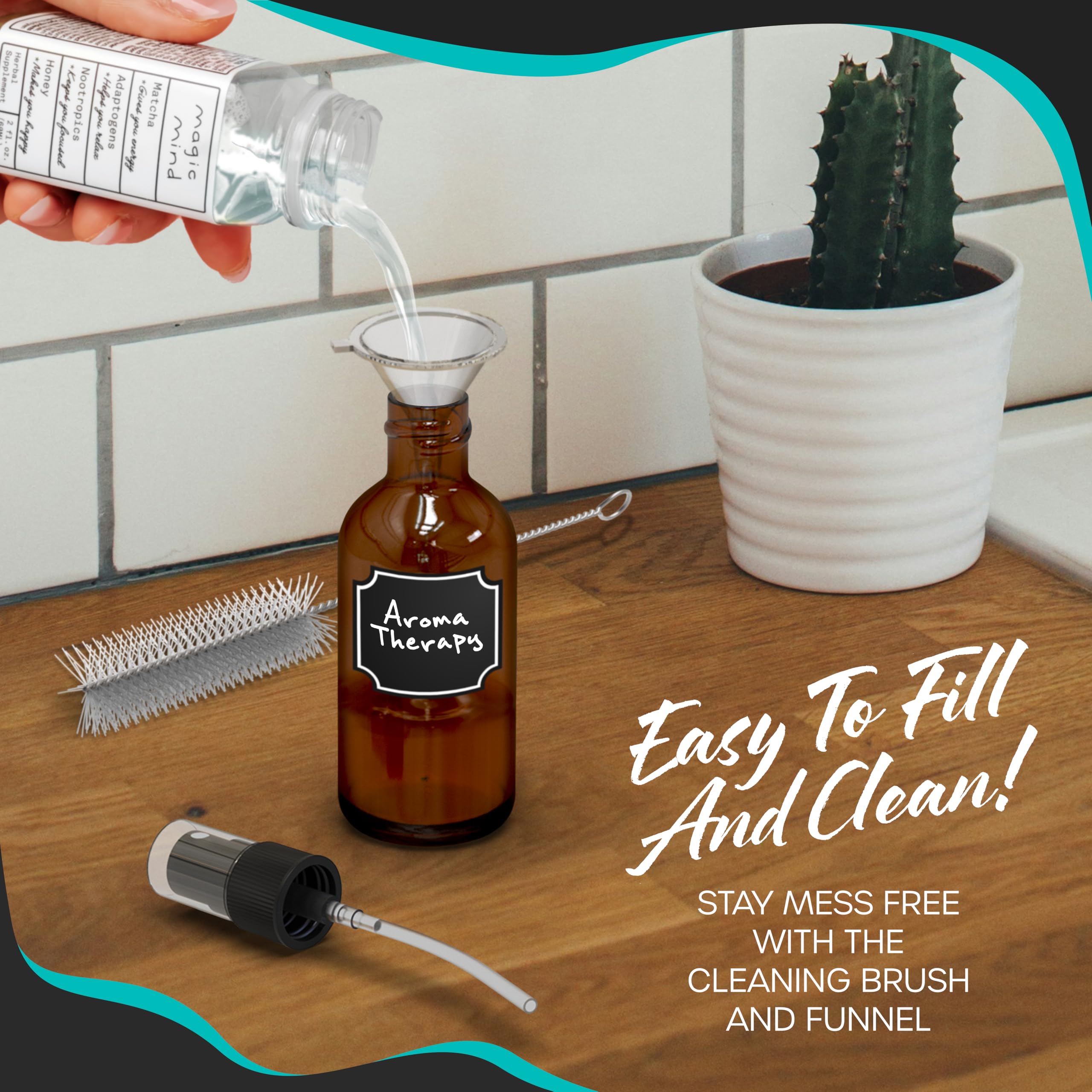 Nevlers mini funnel and 5-inch brush for clean refills and maintenance