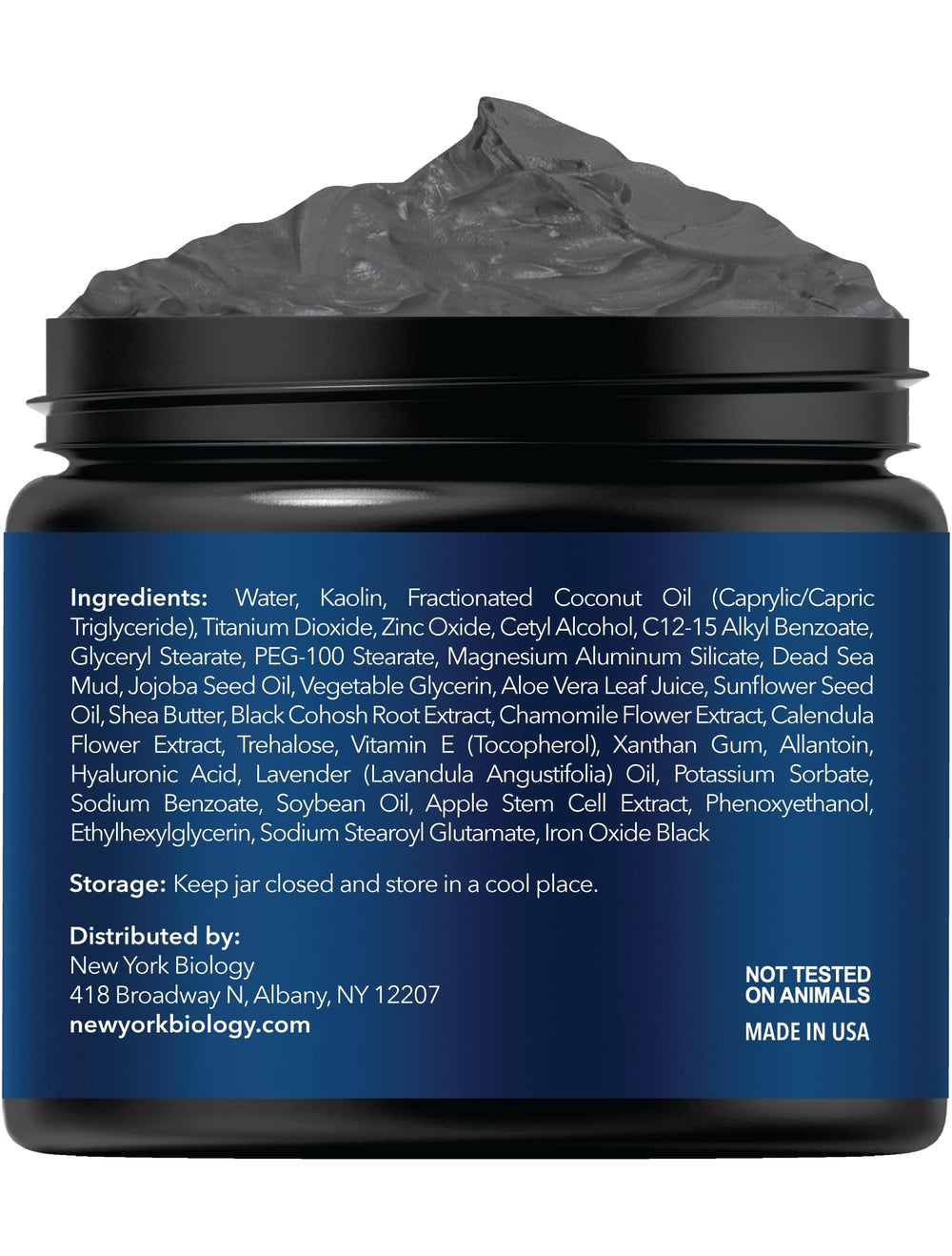 New York Biology label close-up showing clean, cruelty-free formulation benefits