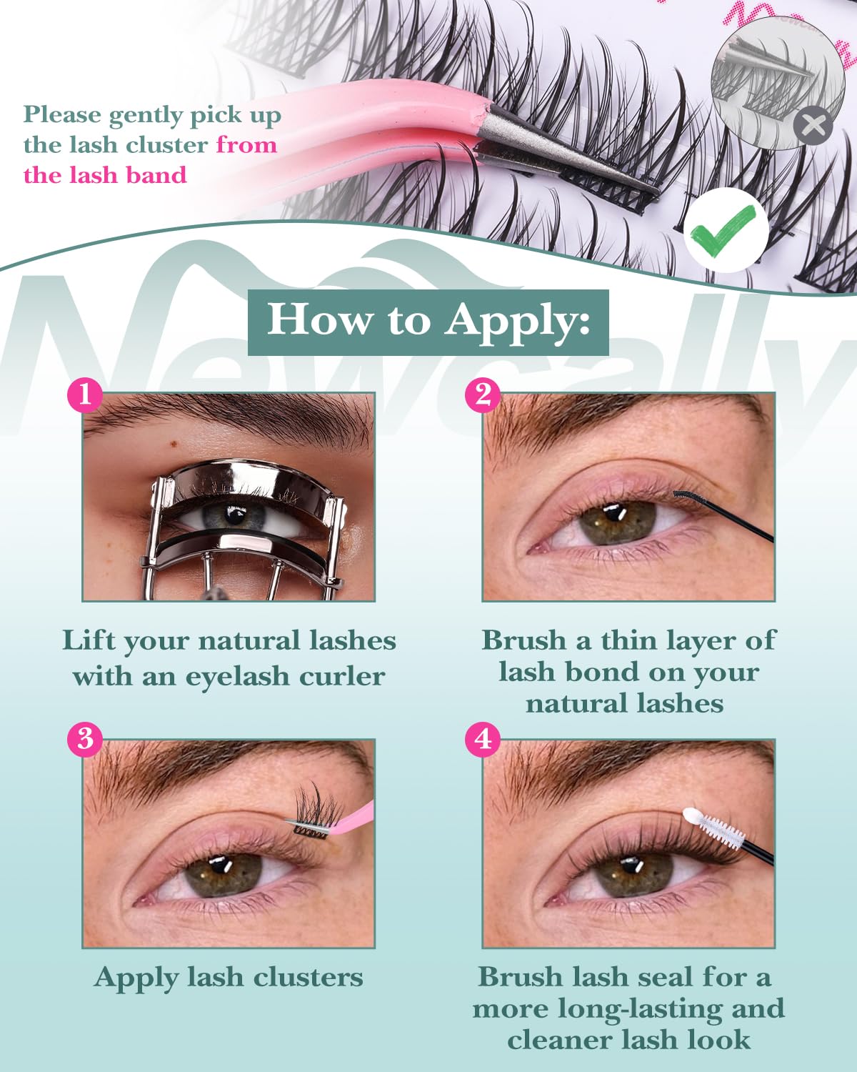 Newcally thin lash band close view for near-invisible edge and comfort