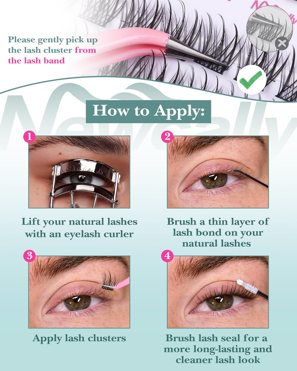Newcally thin lash band close view for near-invisible edge and comfort