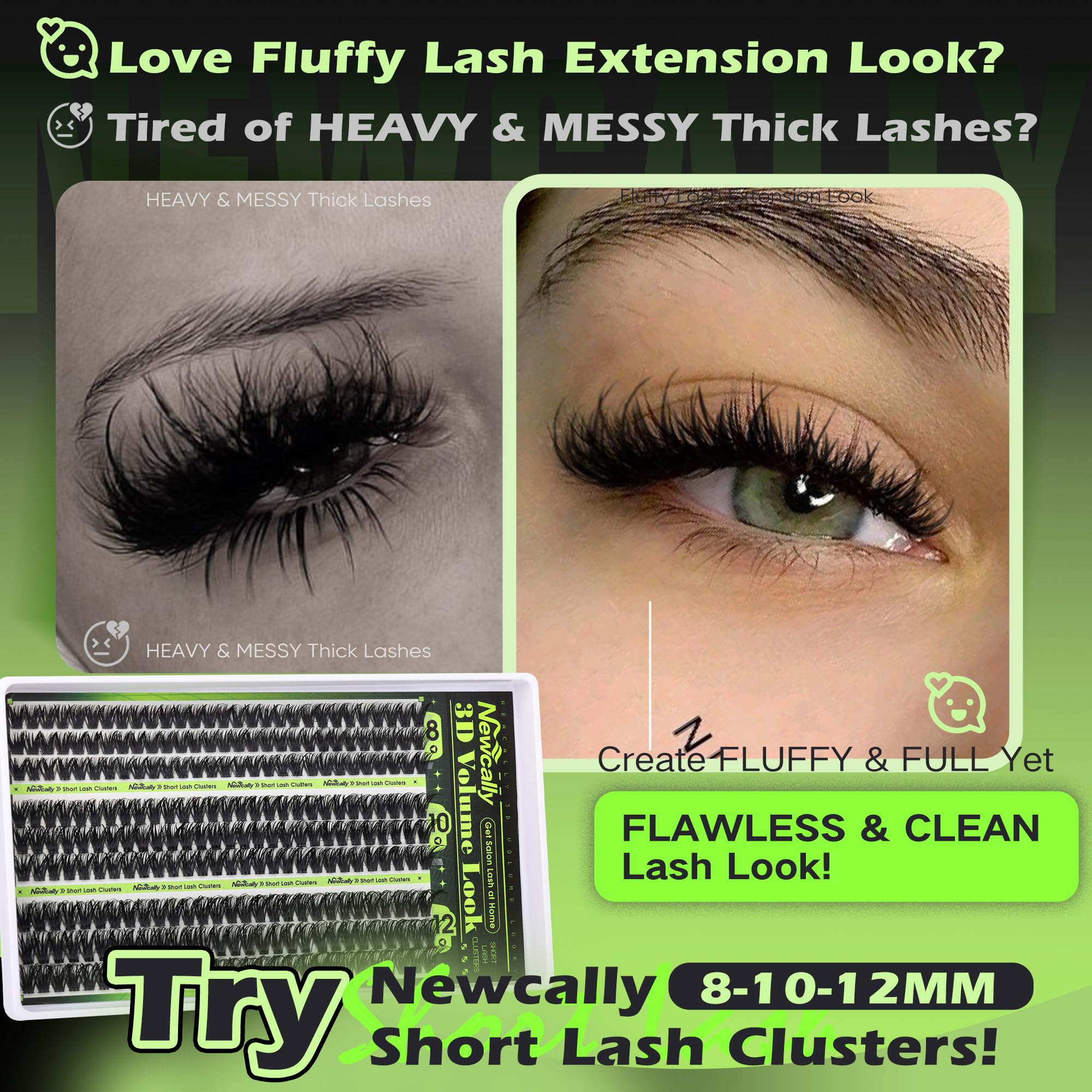 Newcally close-up of fibre texture revealing soft, fluffy lashes for natural blend
