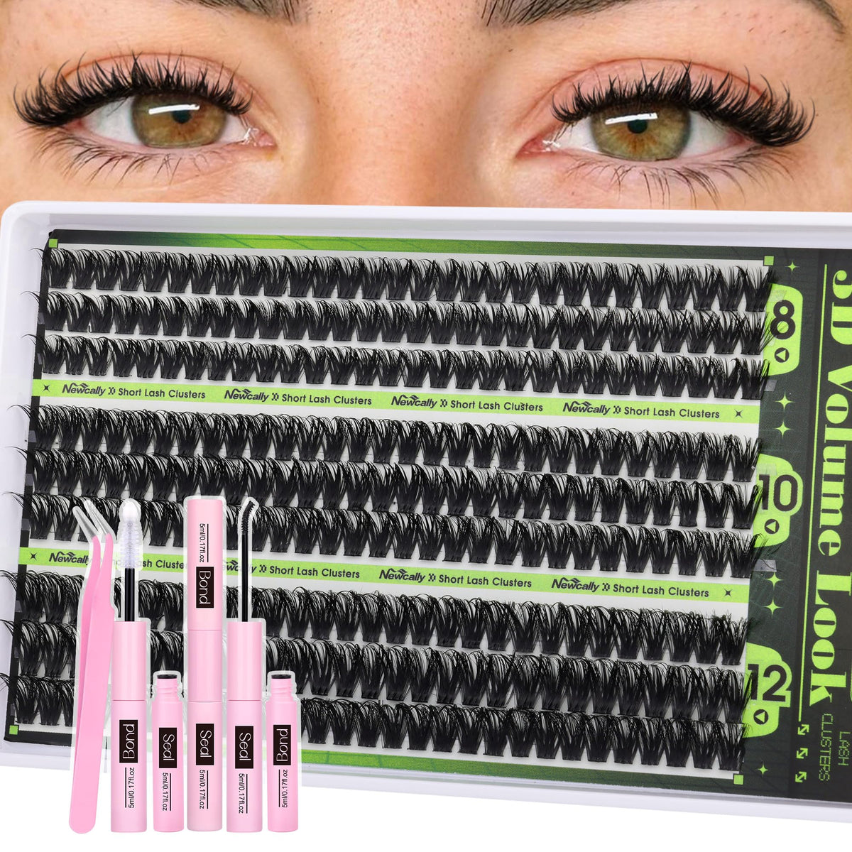 Newcally front packaging showing 80D clusters for easy selection and storage