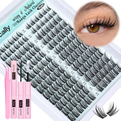 Newcally front packaging showing full cluster lashes kit and convenience