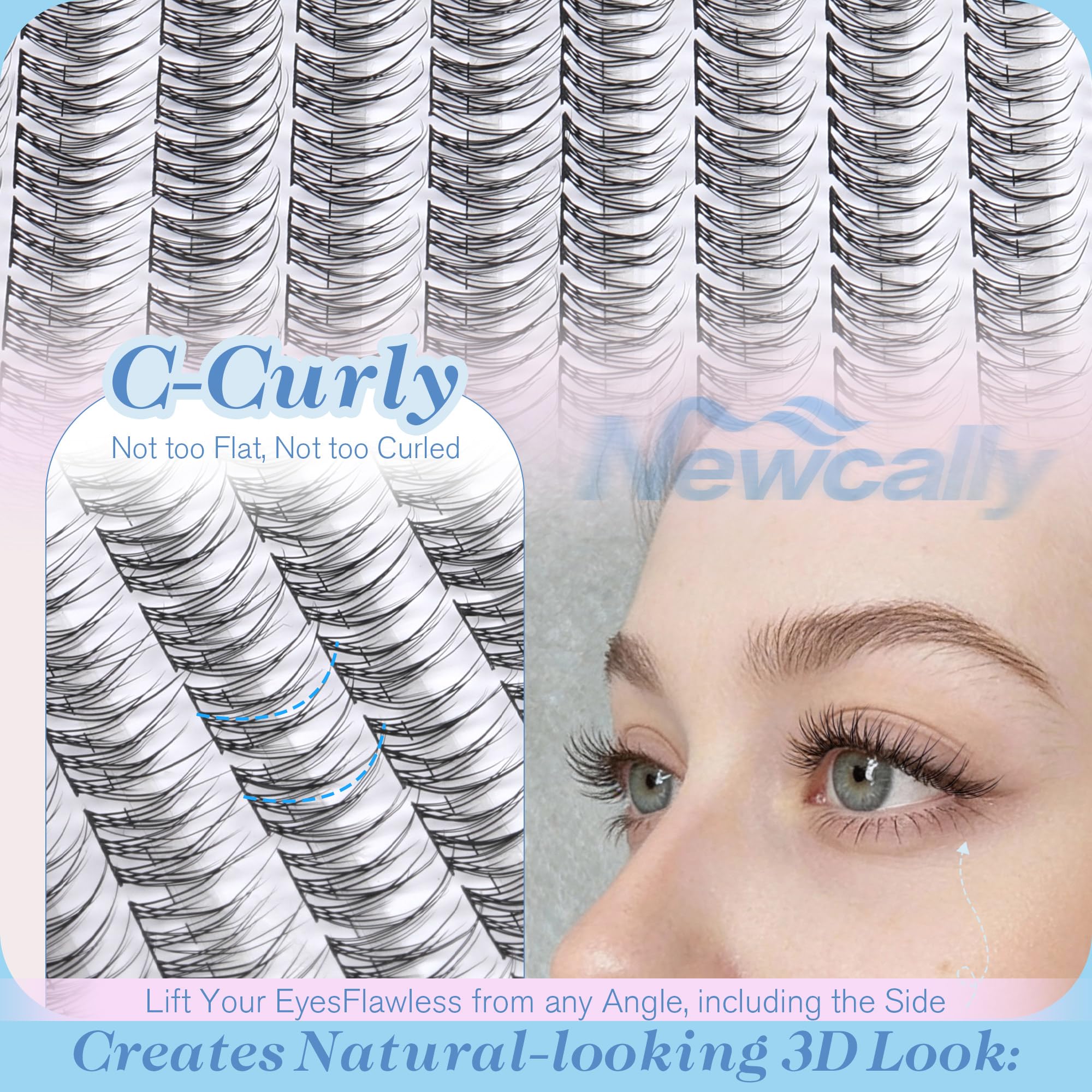 Newcally length comparison 9–12mm demonstrating graduated, blended effect