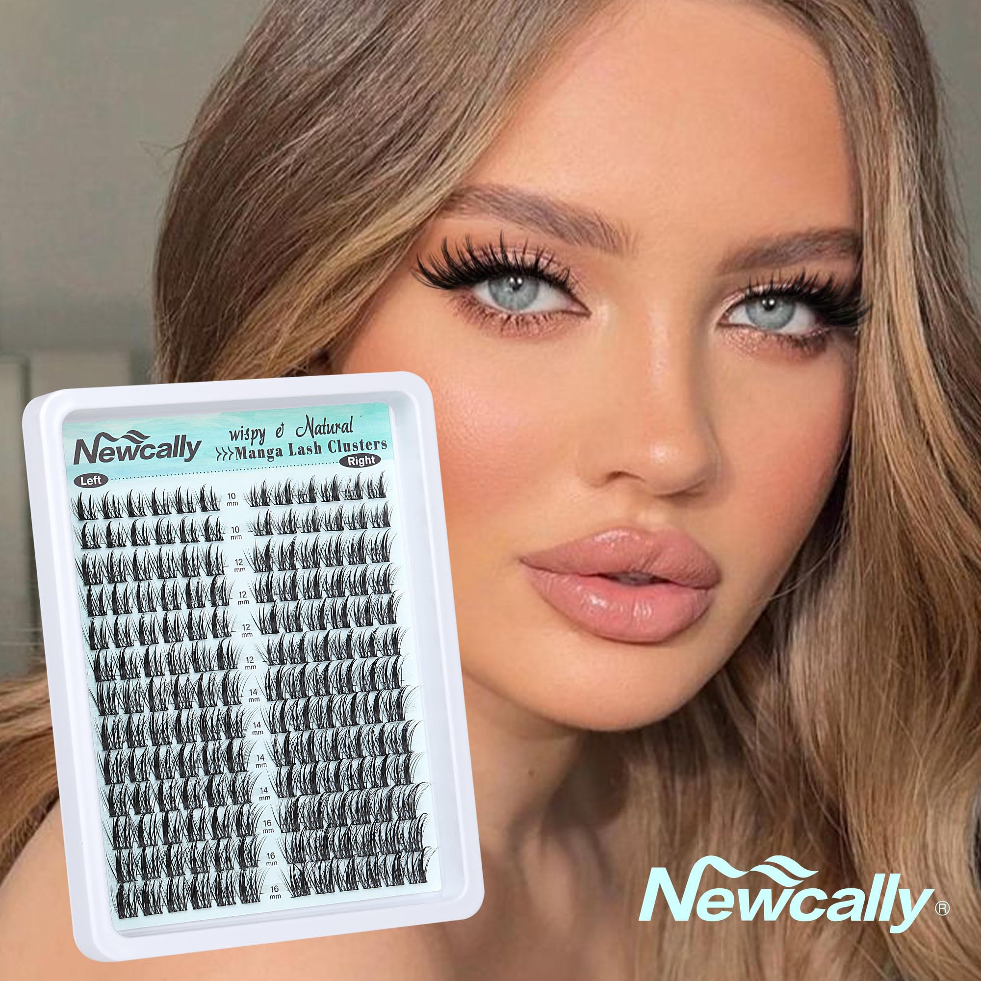 Newcally lifestyle shot showing wispy clusters enhancing everyday makeup
