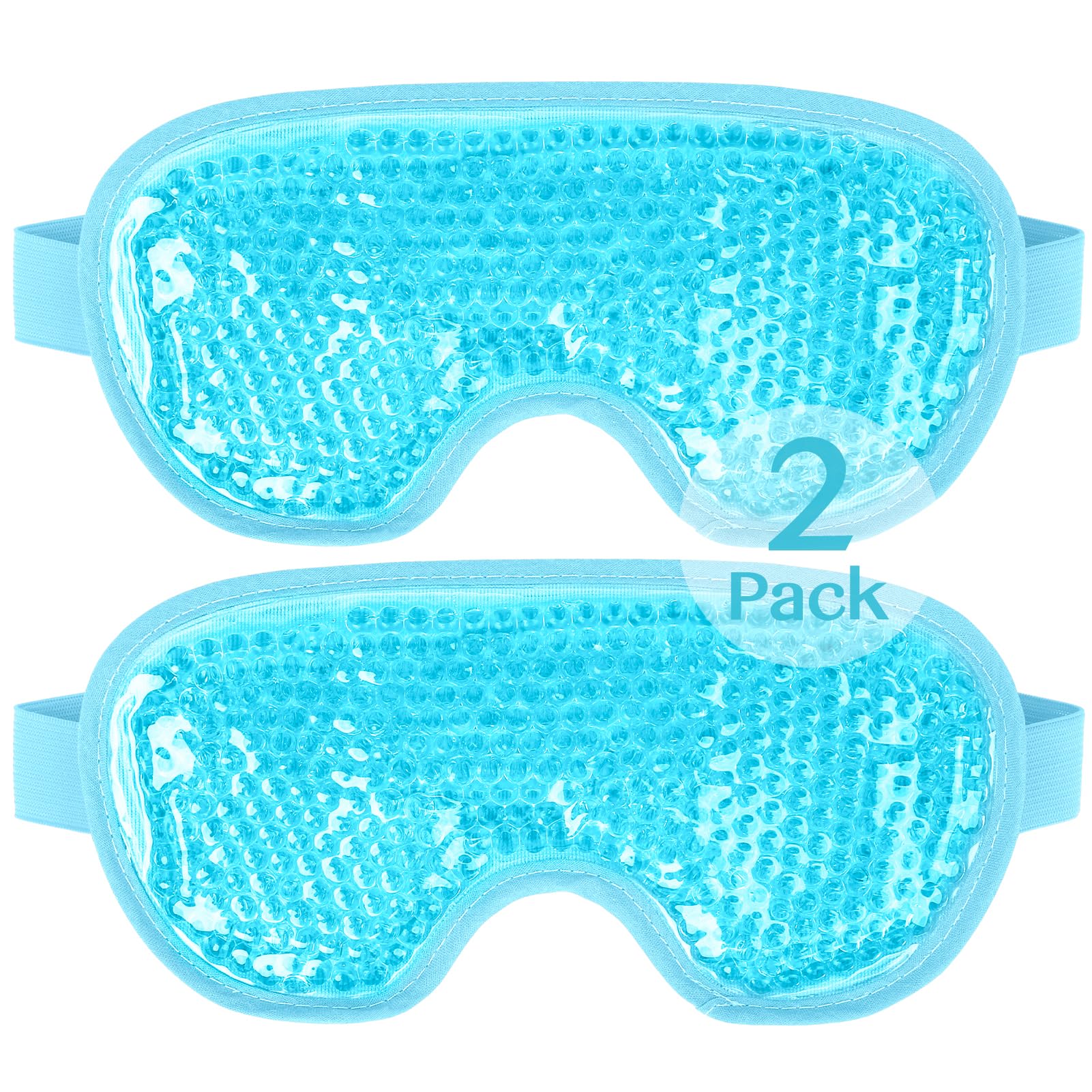 NEWGO front view of two blue masks showing packaging and benefits