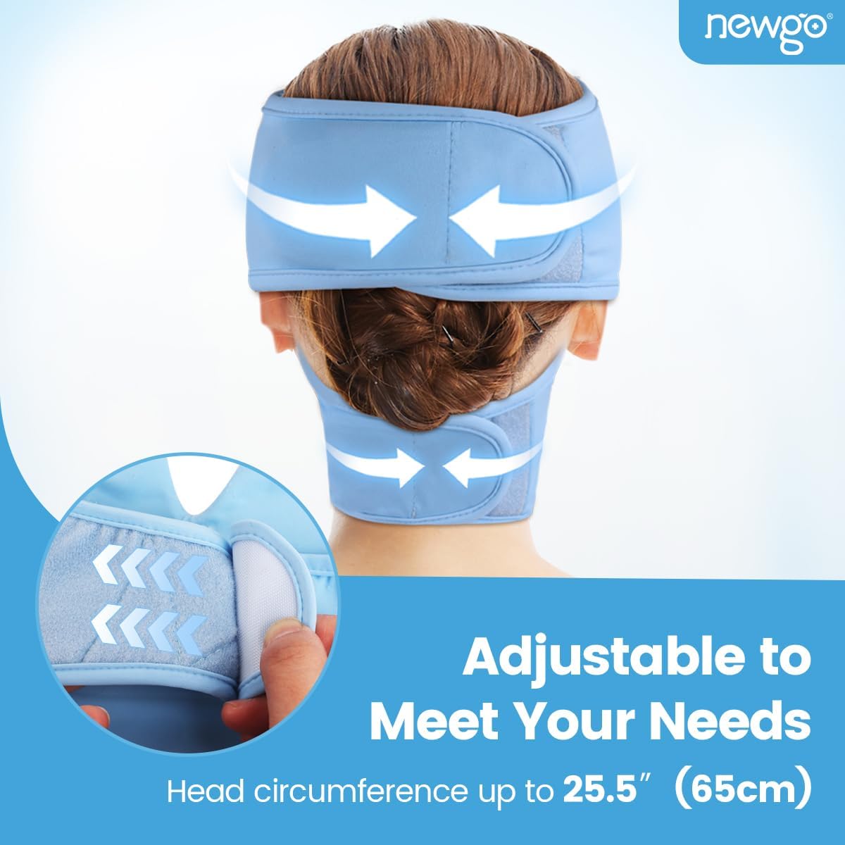 NEWGO mask next to a hand for scale showing compact reusable benefit