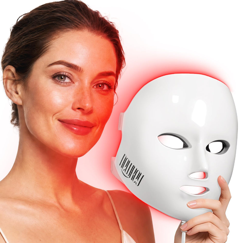 NEWKEY front view of mask showing full coverage and even LED layout, promotes uniform skin treatment