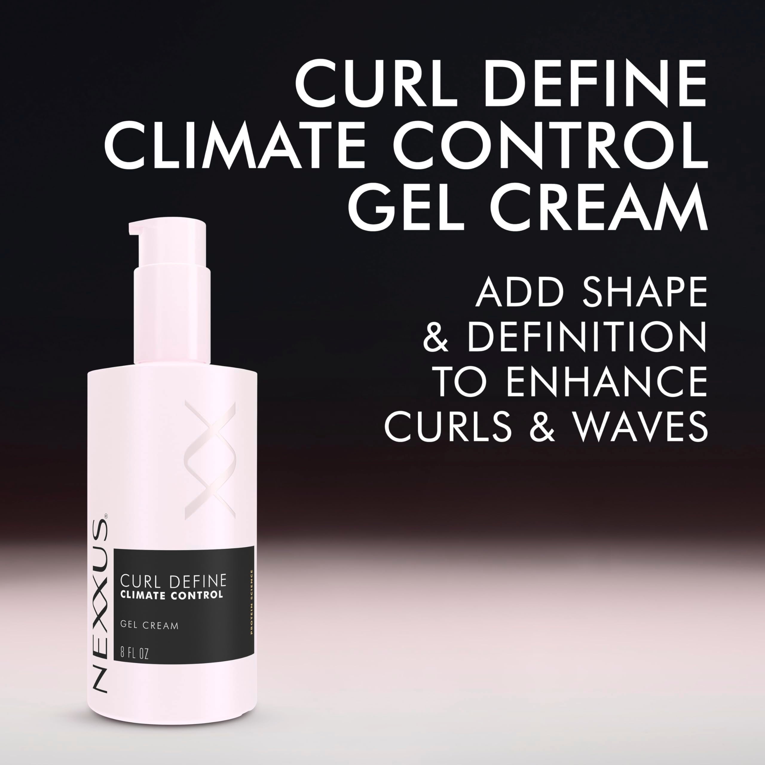 Nexxus applied to wet hair to define curls and reduce frizz