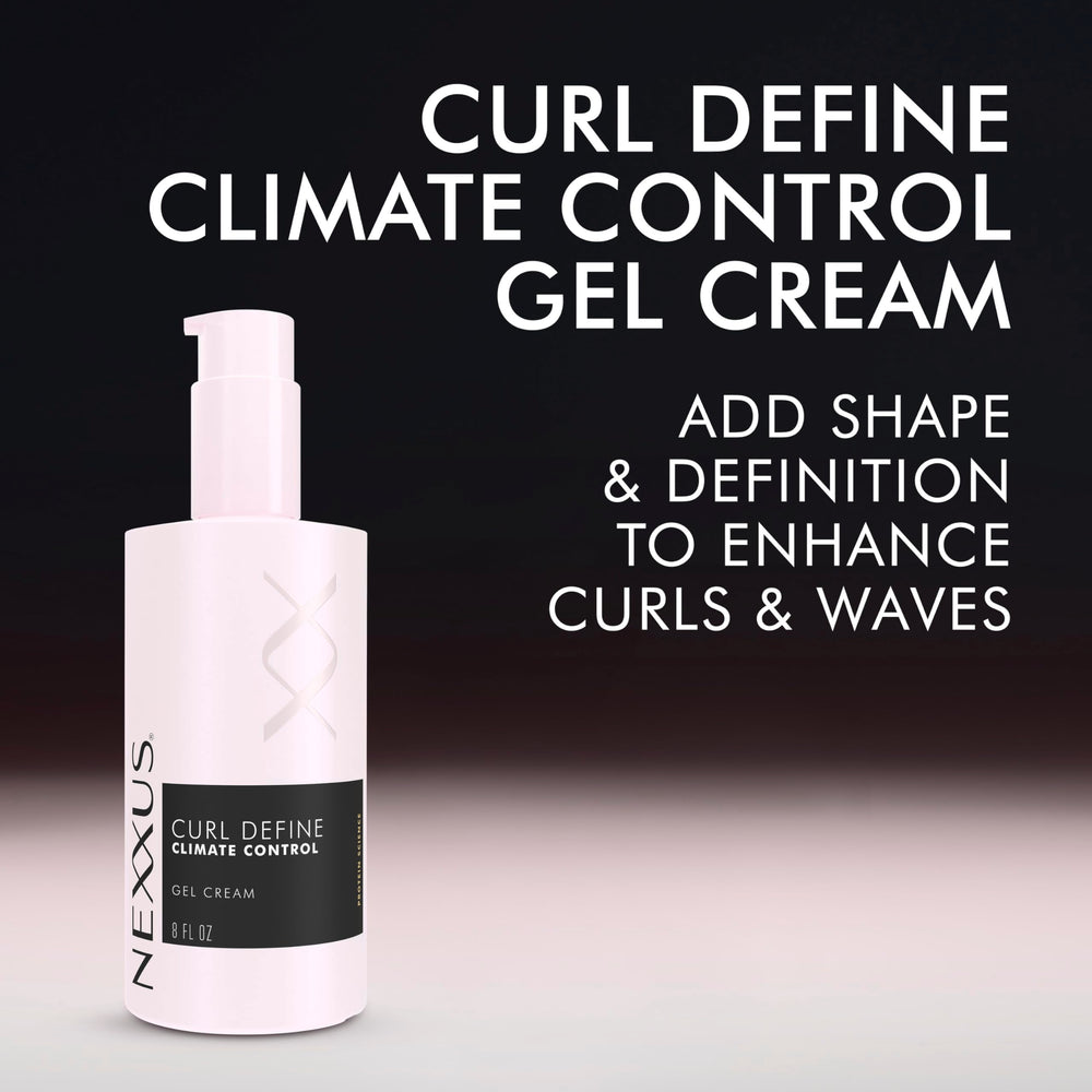 Nexxus applied to wet hair to define curls and reduce frizz