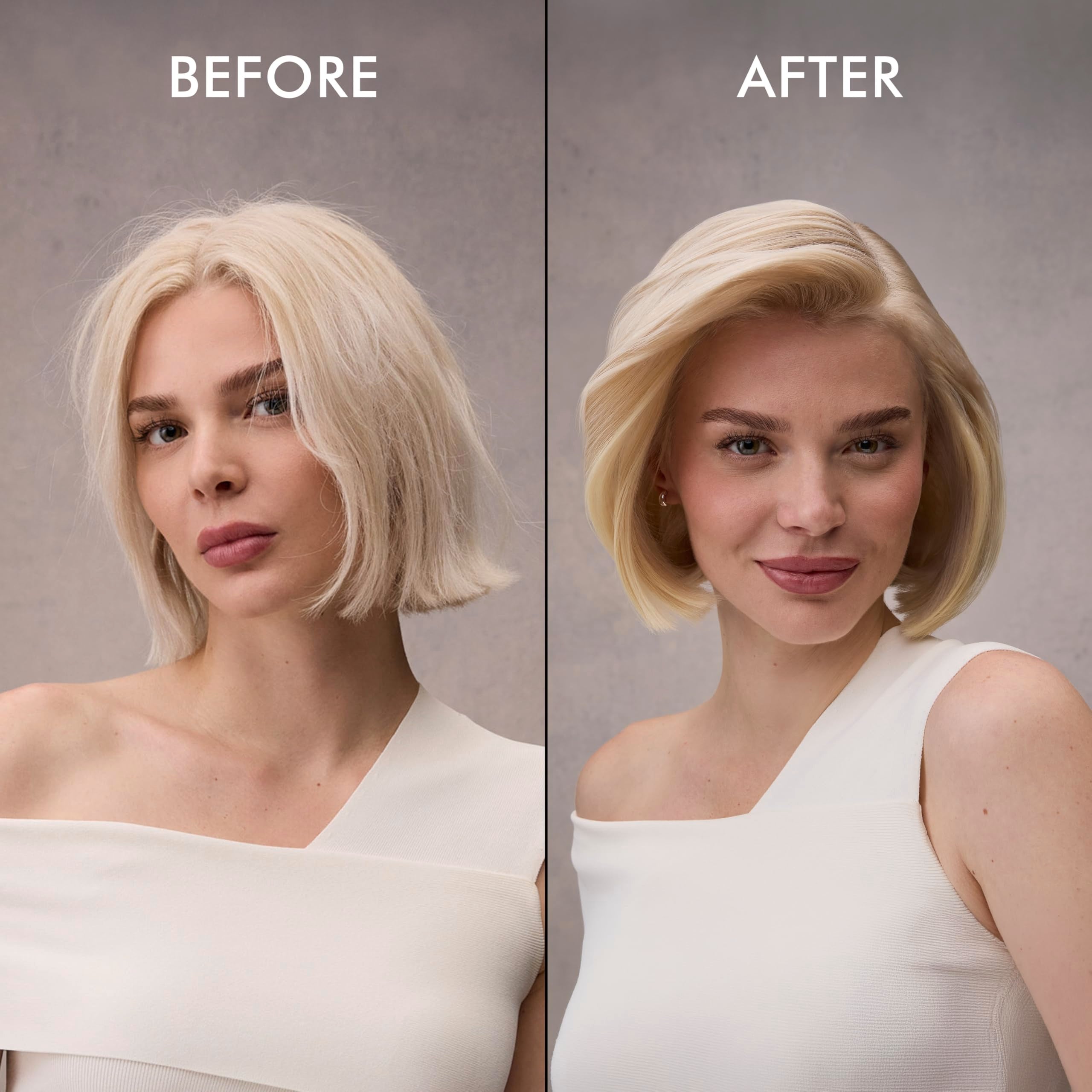 Before and after hair comparison demonstrating Nexxus increased fullness