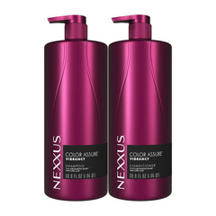 Nexxus front packaging showing dual 33.8 oz bottles and color protection benefit