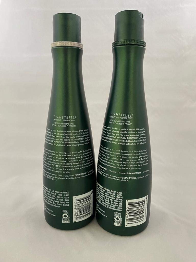 Nexxus Diametress bottles in hand to show size and boost confidence in volume
