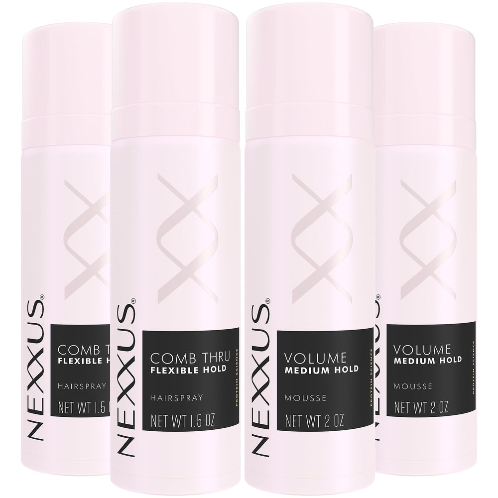 Nexxus front packaging travel duo showing compact bottles and branding benefit portability