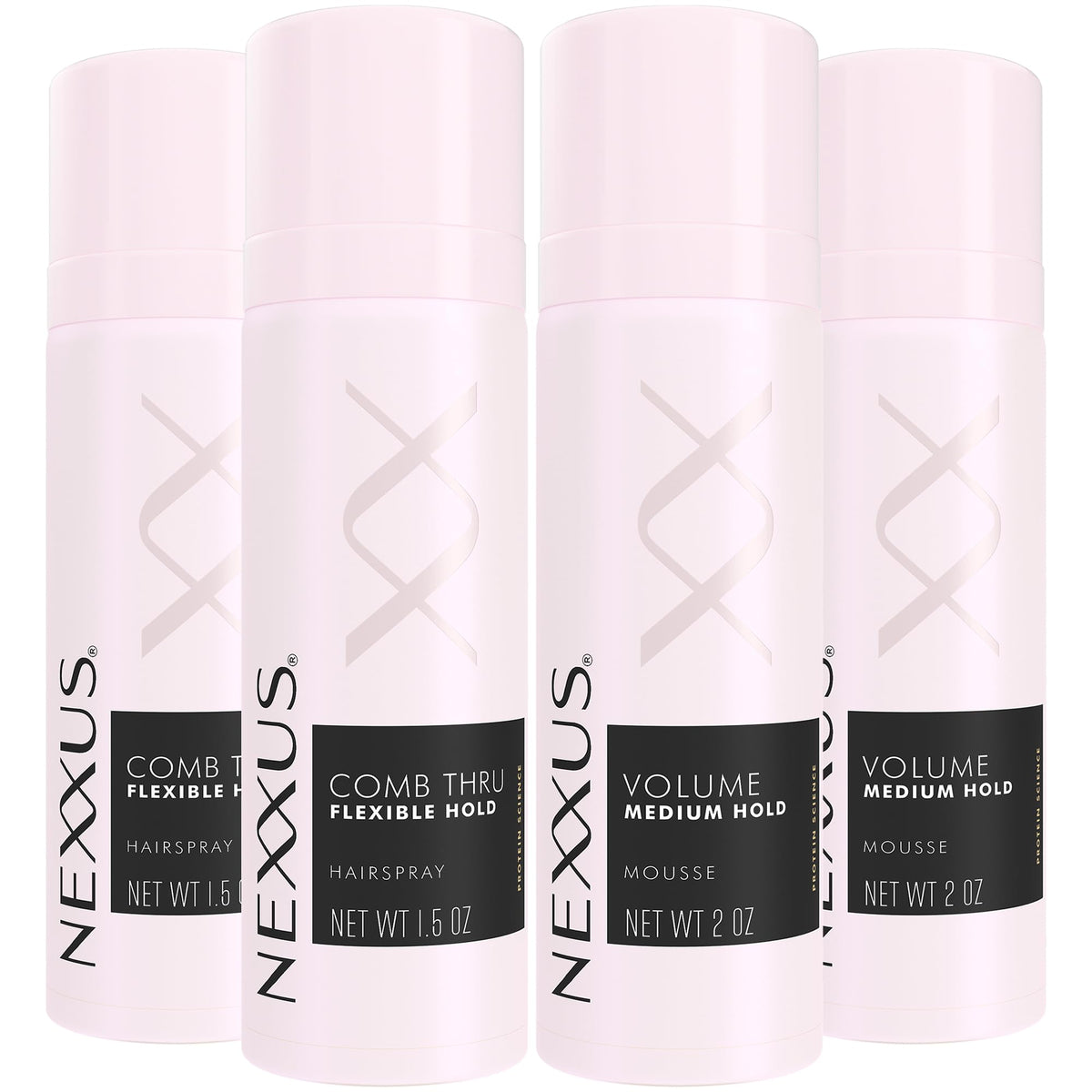 Nexxus front packaging travel duo showing compact bottles and branding benefit portability