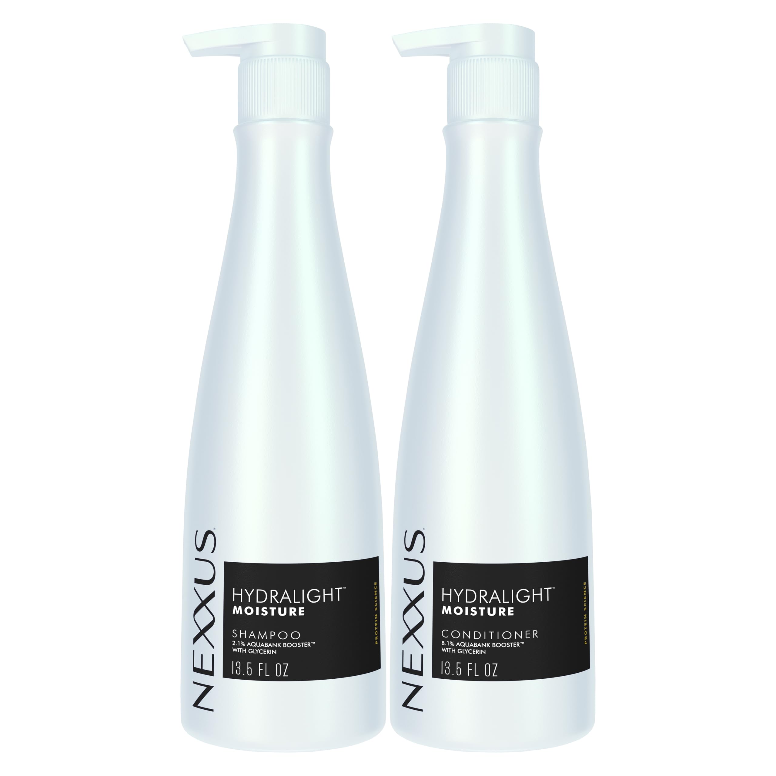 Nexxus hydra-light front pair showing packaging and lightweight benefit