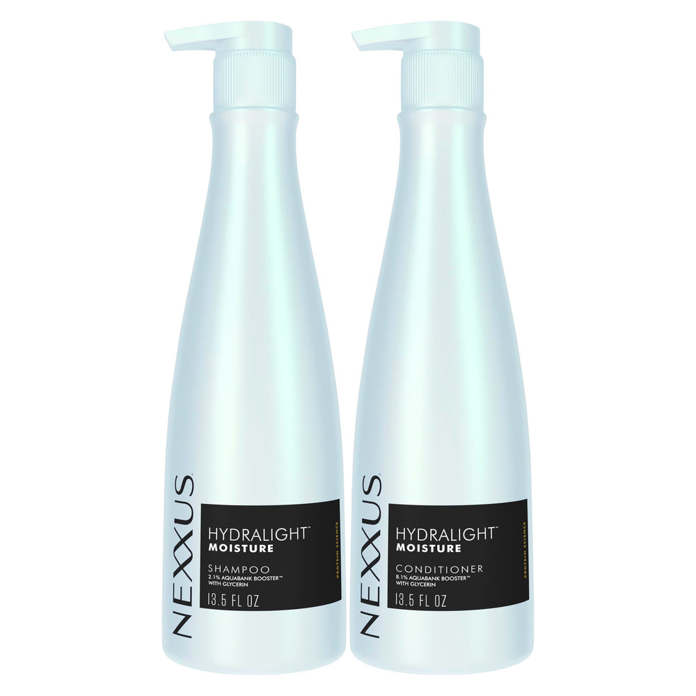 Nexxus hydra-light front pair showing packaging and lightweight benefit