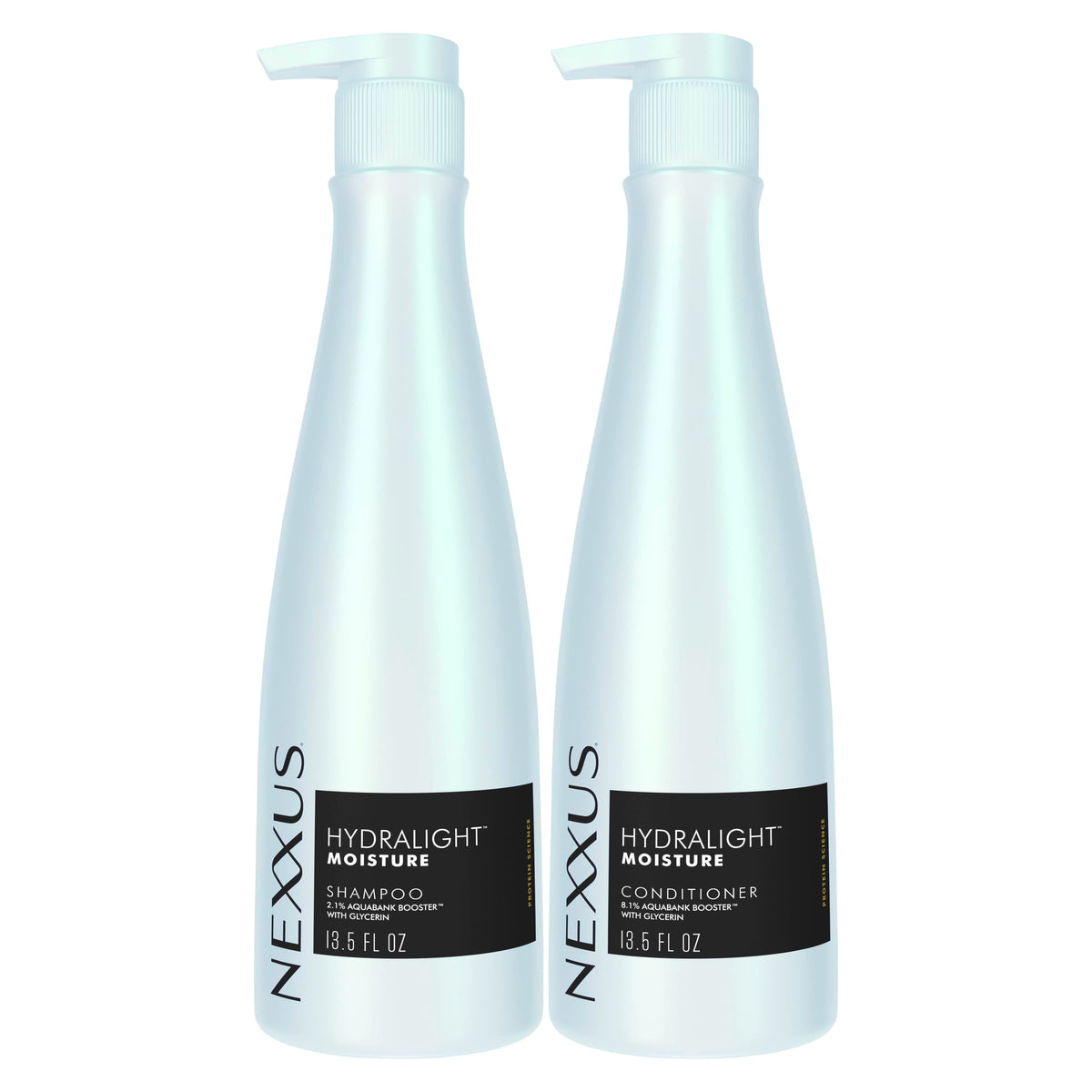 Nexxus hydra-light front pair showing packaging and lightweight benefit