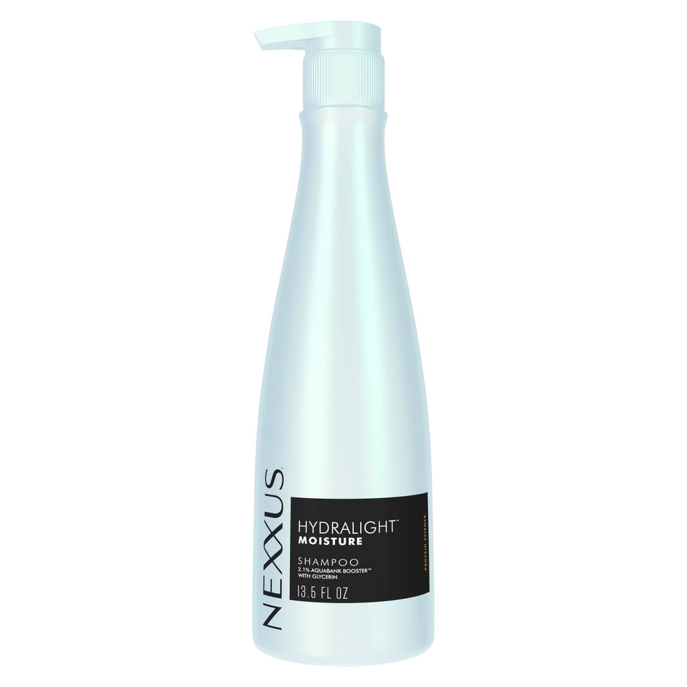 Nexxus bottle front view showing clean packaging and lightweight hydration benefit