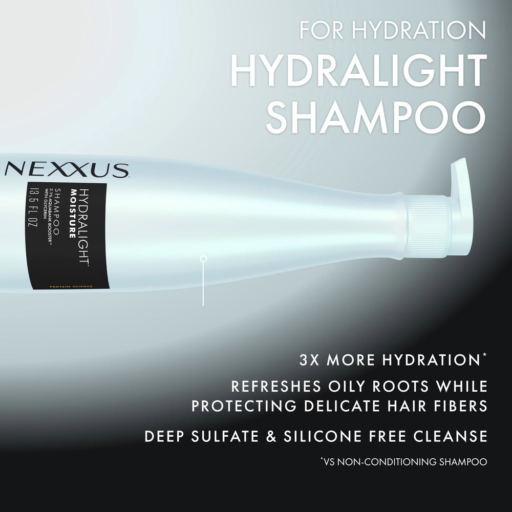 Nexxus glycerin ingredient jar visual emphasizing moisture attraction to hair