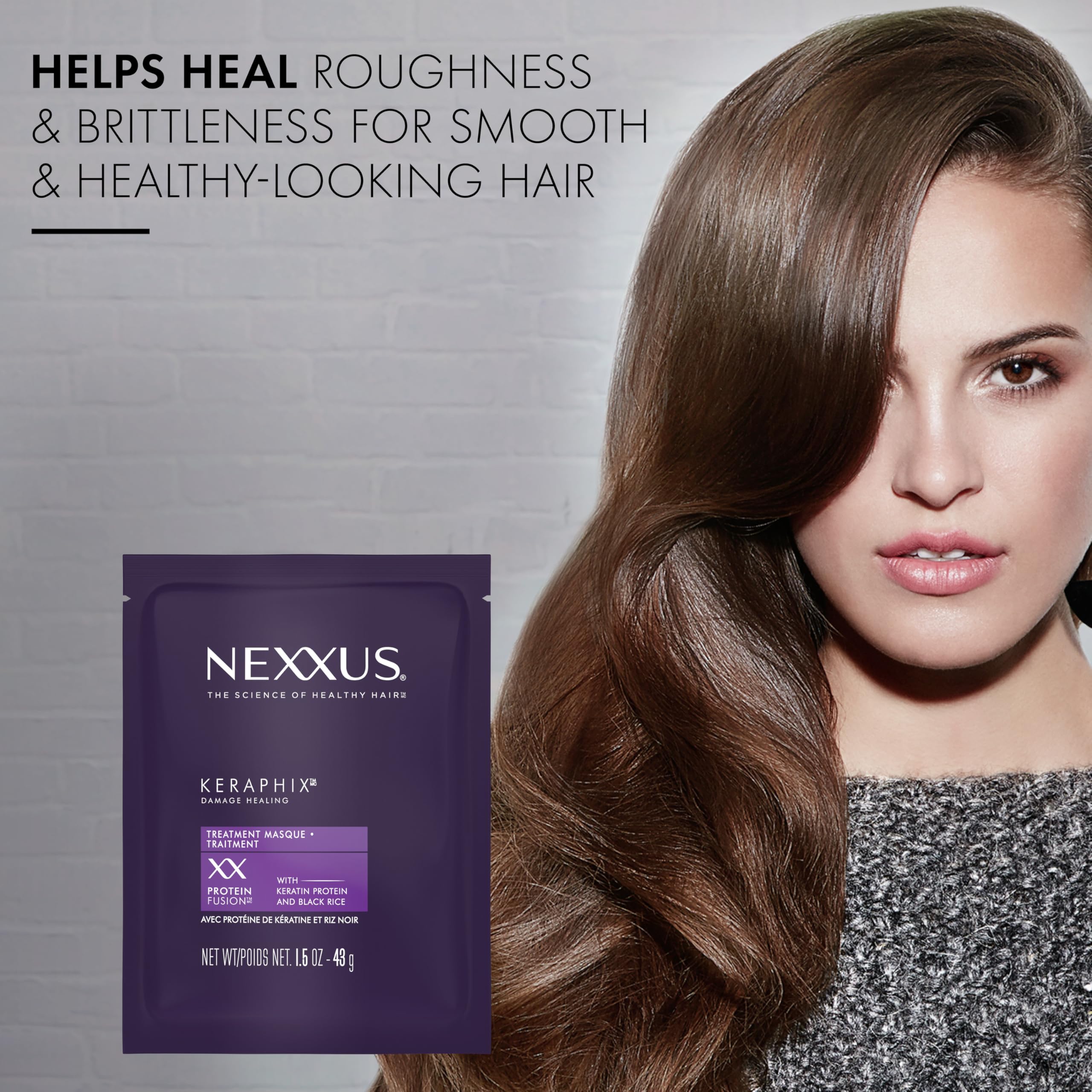 Nexxus serine ingredient display highlighting protein repair support benefits