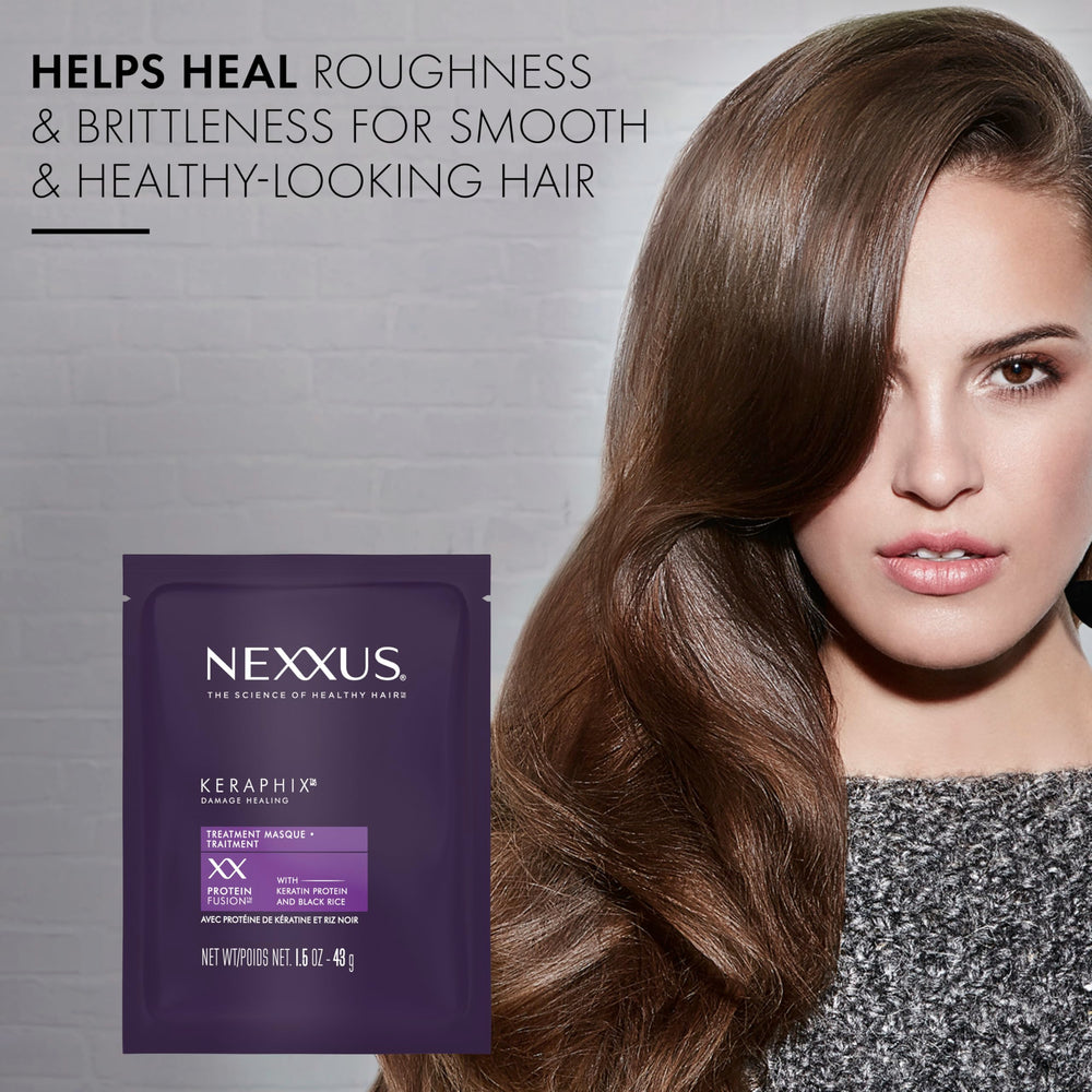 Nexxus serine ingredient display highlighting protein repair support benefits