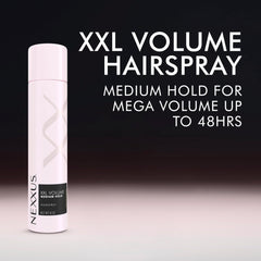 Hand holding Nexxus bottle to show size and easy handling benefit