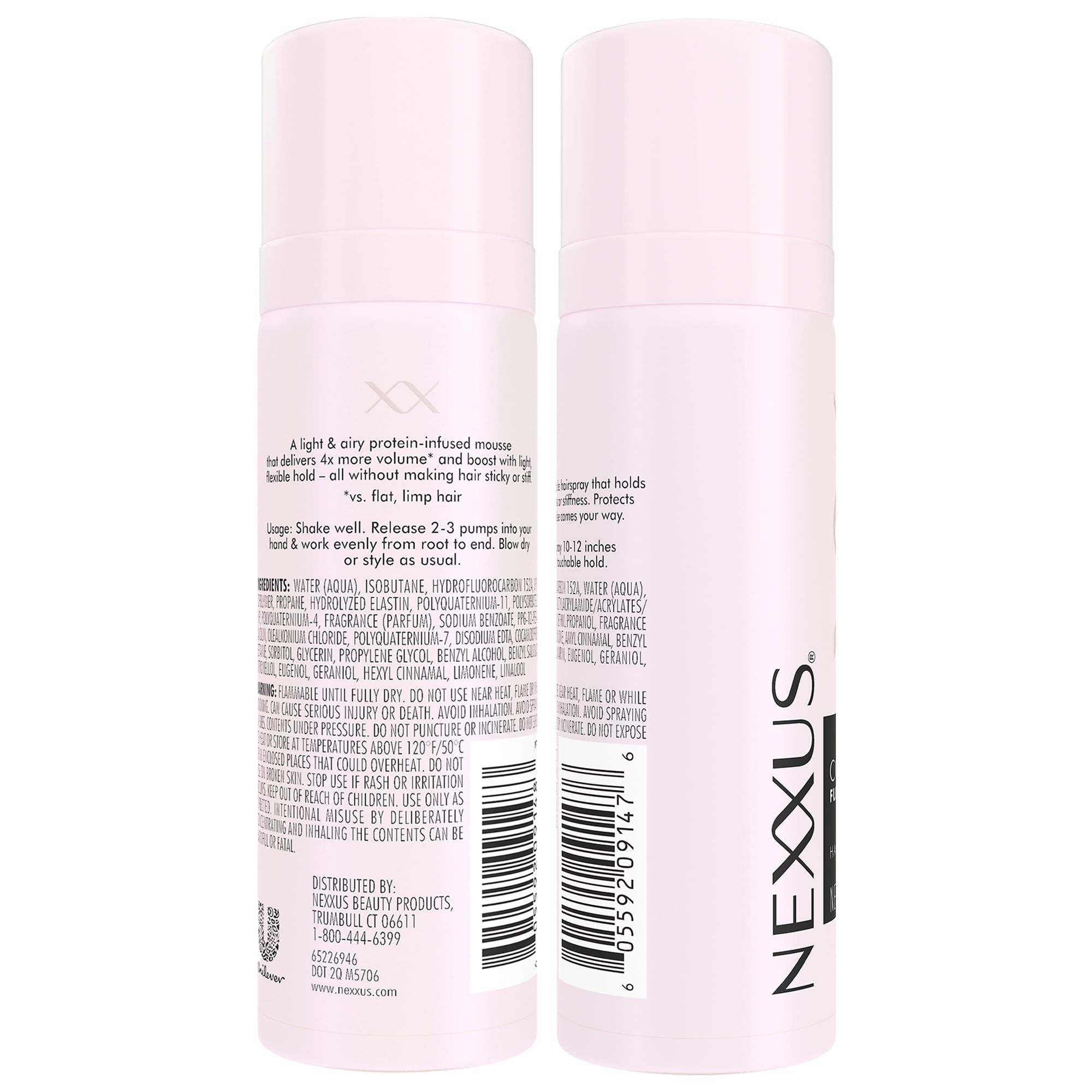 Nexxus side label detail highlighting ingredients and color-safe benefit