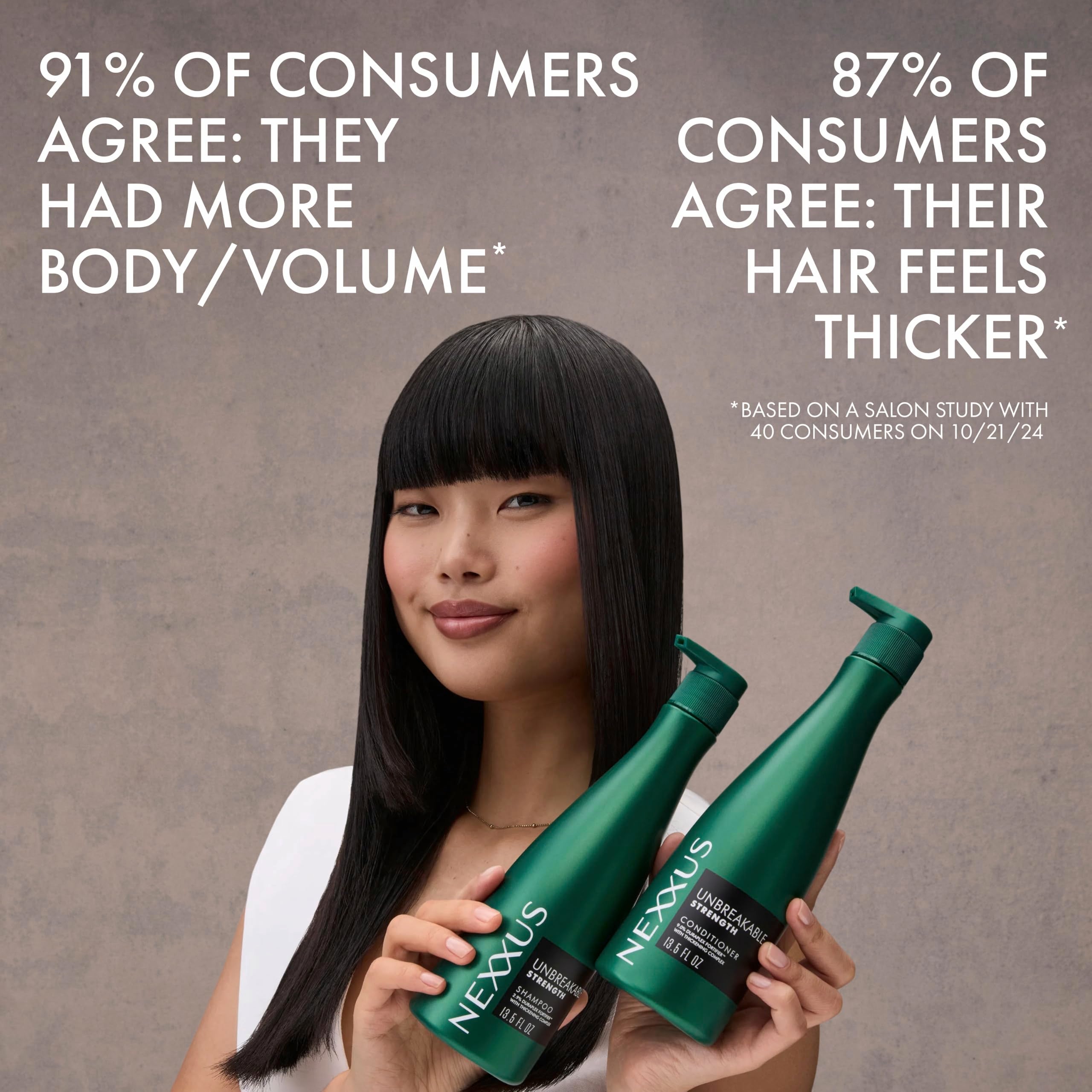 Nexxus bottle in shower environment for convenient daily use benefit