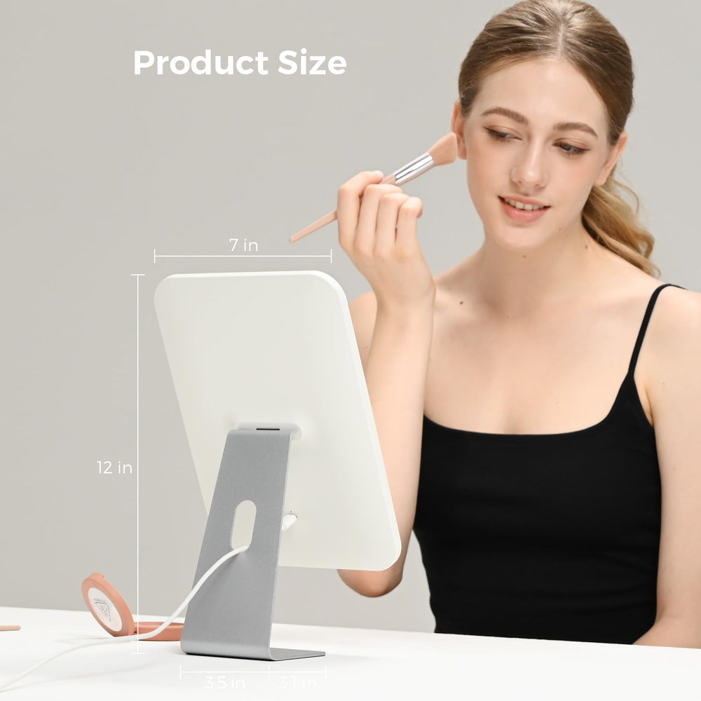 NEZZOE on a bedroom vanity illustrating flattering lights for makeup application