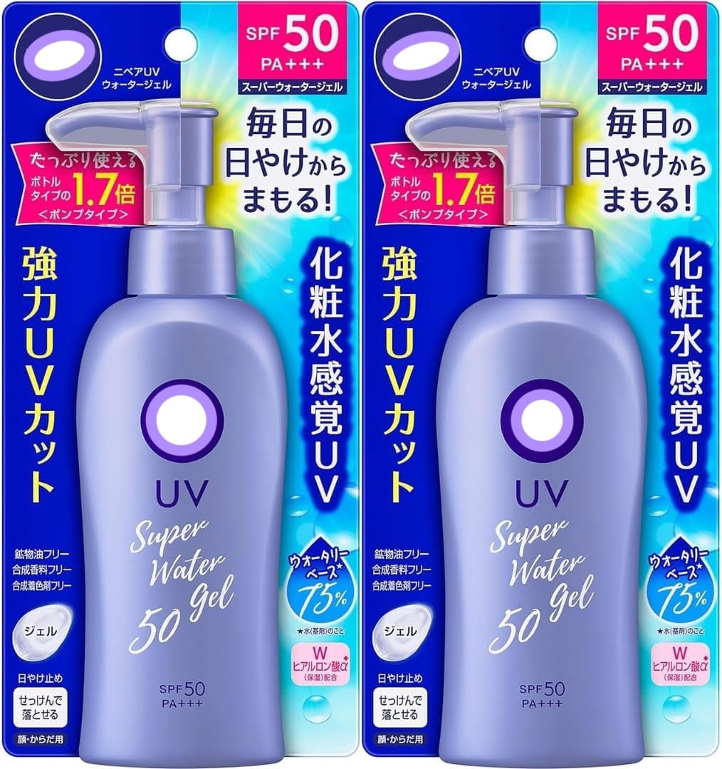 Ni-vea pump bottles front view showing set of two and easy dispensing benefit
