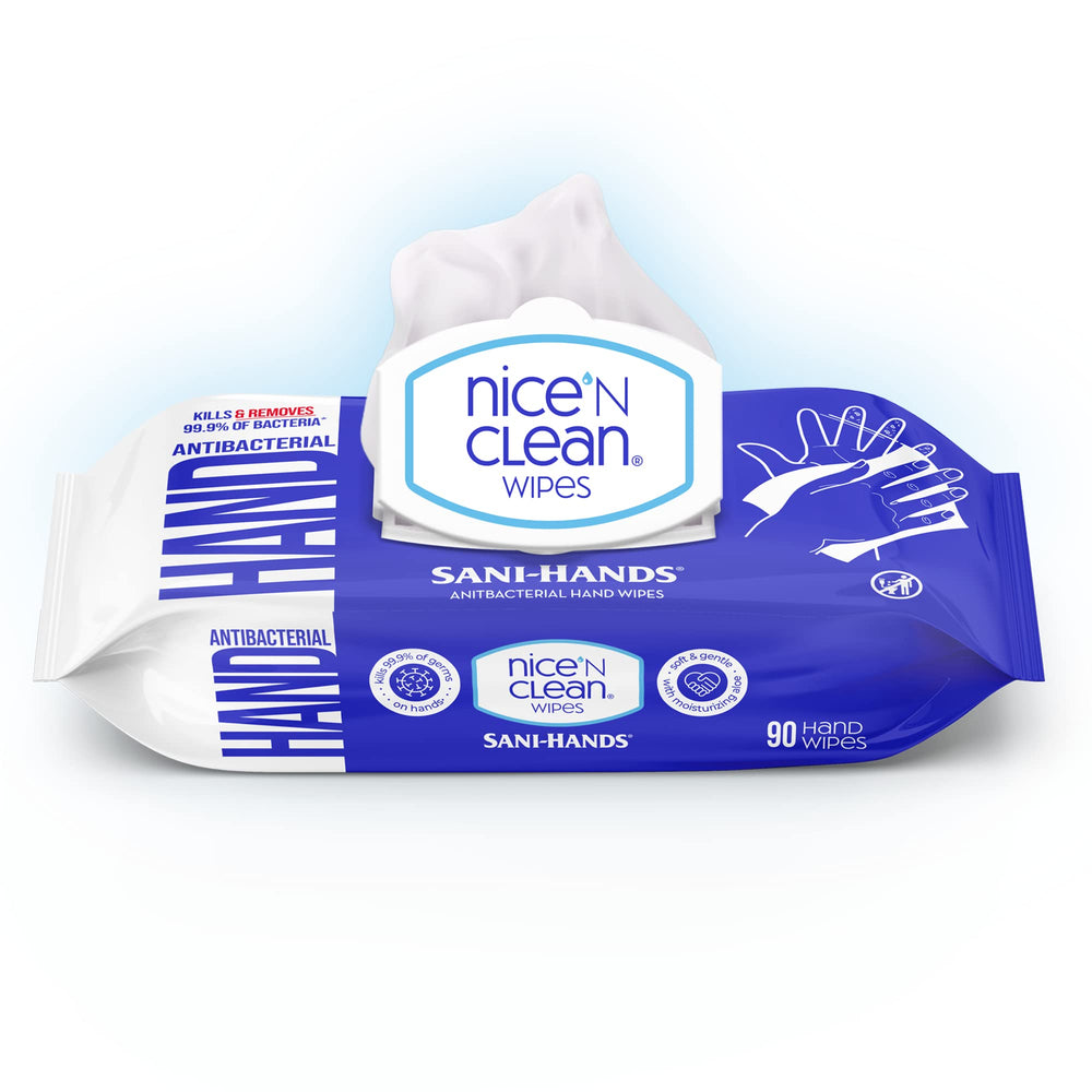 Nice 'N CLEAN front packaging showing 90ct pack and resealable lid, easy grab-and-go