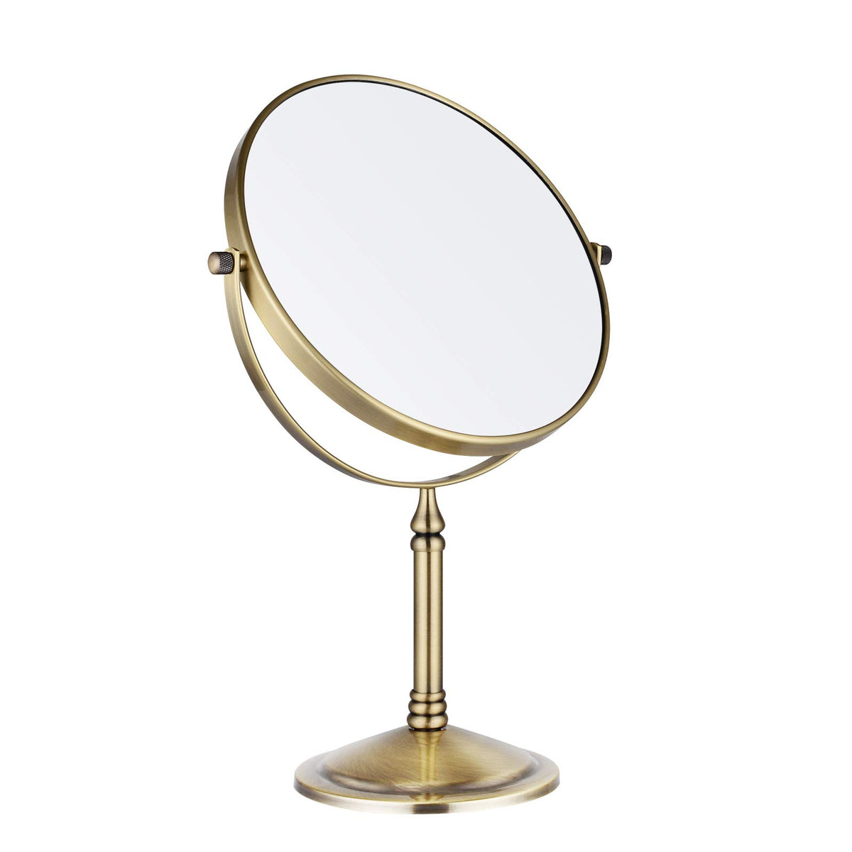 Nicesail front view brass mirror showing sleek design and stable base