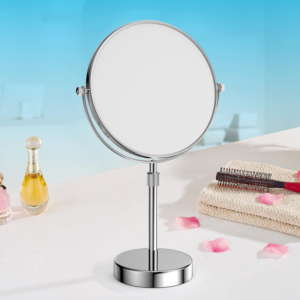 Nicesail mirror beside a hand showing scale and compact tabletop footprint