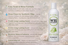 Nicole & Alyssa wig spray misting a hairpiece for easy detangling