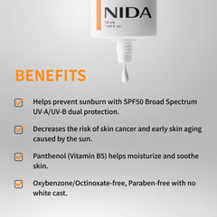 NIDA sunscreen applied on hand demonstrating no white cast benefit